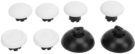 FAUOSWUK Ersatzset für Daumenstickkappen, 3 Höhenverstärkte Komfortgriffe mit 2 Standardkappen, 2 Low Dome-Kappen und High Dome-Kappen (Weiß)