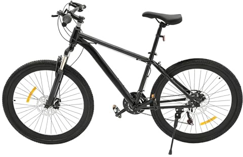Vivhcotra Mountainbike 66cm/26Zoll 21 Gang Robust Fahrrad Schwarz Vorne Federung Scheibenbremse Herren Damen Erwachsene für Gelände Stadt Trekking 100kg Belastbar