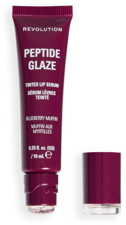 Revolution Peptide Glaze Tinted Lip Serum, Blueberry Muffin | Feuchtigkeitsspendender Lippenbalsam mit Hyaluronsäure, Vegan & Tierversuchsfrei, 10ml