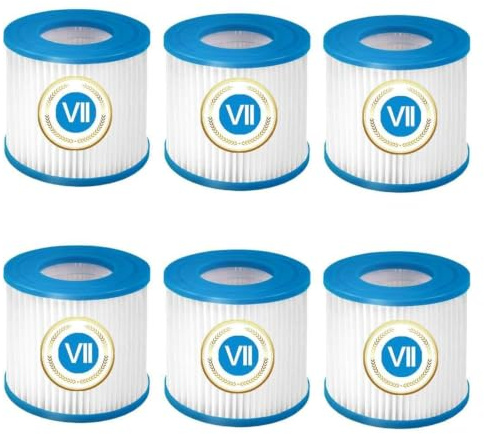 SamLng Sostituzione Cartuccia Filtro Piscina Tipo VII, Compatibile con Intex, Tipo D 530GPH 58283E, Compatibile con Bestway, 58385E, Adatto A SFS-350 600 RP-350 400 600 RX-600(VII-6PCS)