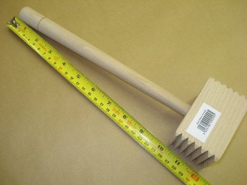 apollo THE HOUSEWARES BRAND Wooden Meat Mallet 49 Teeth, Meat Tenderizer for Kitchen, Cooking, Natural Beechwood, Size: 31x5cm, Natural