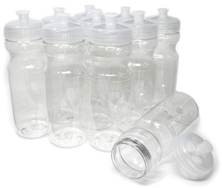 Rolling Sands 24 Ounce BPA-Free Clear Plastic Water Bottles, Set of 10, Made in USA