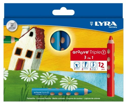 Lyra Groove Triple 1, 12 Stk., Aquarellstift, Farbstift, Wachsmalkreide 3 in 1