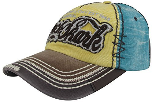 MINAKOLIFE Herren Rock Shark bekümmert Baumwolle Bestickt Baseball Kappe Snapback Trucker Hut (gelb)
