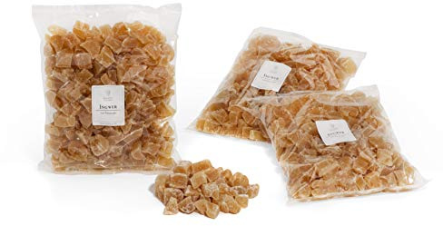 Boomers Gourmet - Kandierter Ingwer 3x1kg, leicht gesüßt, Ingwerstücke | Großpackung mit 3000 g für Bäckerei, Gastronomie & Vielnascher – süß-scharf als Snack, zum Backen, im Tee & Müsli