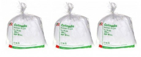Cotopads - Carre de Coton - 8 * 10 cm - Blanc - Lot de 3