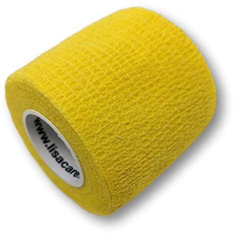 LisaCare selbsthaftendes Pflaster - 2 Rollen, 5cm breit - Medizinprodukt | farbenfrohe helleuchtende Bandage Armbeuge mit Farb- & Motivauswahl (Gelb) - Wundverband, Fixierverband, Pflaster