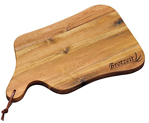 Kesper Schneid und Servierbrett mit Einbrand Brotzeit aus Akazienholz in der Farbe holz Größe: 35x22x1,8 cm, 2860064