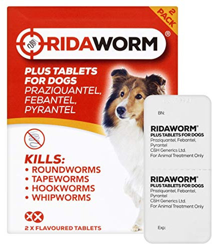 RidaWORM Dog Tablets, One Size, Pack of 2