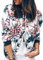 ECOWISH Damen Casual Jacke Blumenmuster Langarm Bomberjacke Reißverschluss Stehkragen Outwear Kurz Coat Herbst Frühling Blau S