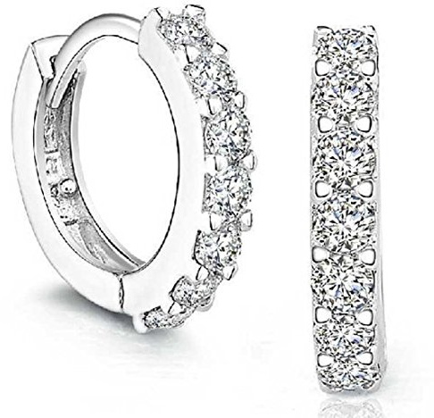 Row_120cc Women's Sterling Silver Ear Hoop Earrings Ear Stud (J)