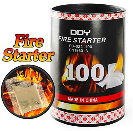 100 Pack Natural Paraffin Fire Starter Cubes, Waterproof Non-Toxic, 8 Mins Long Burning Up to 750°F, Safe Charcoal Lighter Tablets for Camping, Grill, Fire Pit, Wood Stove & Outdoor BBQ