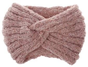 Lurrose Crochet Turban Headband Woolen Yarn Knitted Headwrap Soft Cross Hair Band Ear Warmer Protector For Women Lady Girls (Pink)