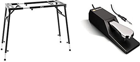 Tiger KYS21-BK Adjustable Platform Keyboard Stand - Flat Top Stand for Keyboards and Mixers & M-Audio SP-2 - Universal Sustain Pedal with Piano Style Action, The Ideal Accessory for MIDI Keyboards