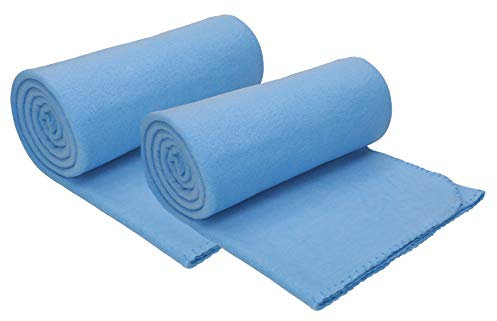 Betz Fleecedecke 2 Stück 130x170 cm 180g/m² – Weiche Wohndecke & Kuscheldecke – Flauschige Sofadecke als Tagesdecke – Leicht, wärmend & pflegeleicht – Farbe hellblau