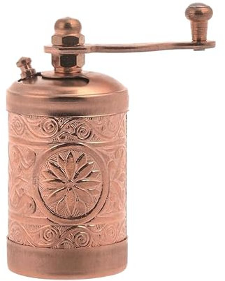 LaModaHome Rose Gold Manual Hand Grinder Mill for Turkish Greek Arabic Coffee Beans & Spice Pepper Salt, Brass