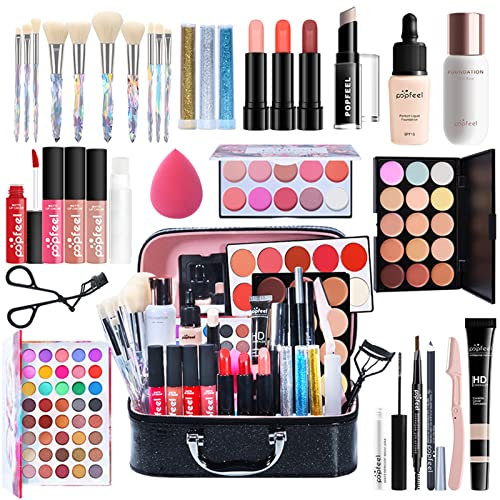 All in One Make Up Set, Schminke Set für Frauen, Makeup Set Starter Kit Multifunktions Kosmetik Schmink Kit mit Lidschatten Palette, Lippenstift, Eyeliner, Mascara, Pinsel Für Frauen Mädchen