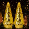 MJ PREMIER Glas Weihnachtsbaum, 2er Set Mini Weihnachtsbaum mit LED Batteriebetrieben Tischleuchte& Timer, Glas Künstlicher Tannenbaum, Weihnachtsdeko Weihnachts Desktop Dekoration (Gold)