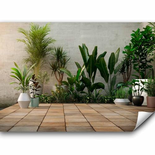 murando - Papier peint panoramique nature 350x256 cm - Revêtement mural décoration pour chambre salon - Design moderne - Gris vert marron - Jardin nature plantes fleurs photographie b-B-0600-a-a