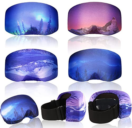4 Pieces Ski Snowboard Goggle Cover Sleeve, Goggle Cover Microfiber Protective Lens Scratch Dust Protection for Travel Apres (Classic Pattern)