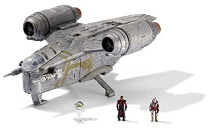 Star Wars Micro Galaxy Squadron Starship Class Razor Crest Vaisseau de 18 cm avec Micro Figurines Mandalorian, Greef Karga et Grogu de 2,5 cm.