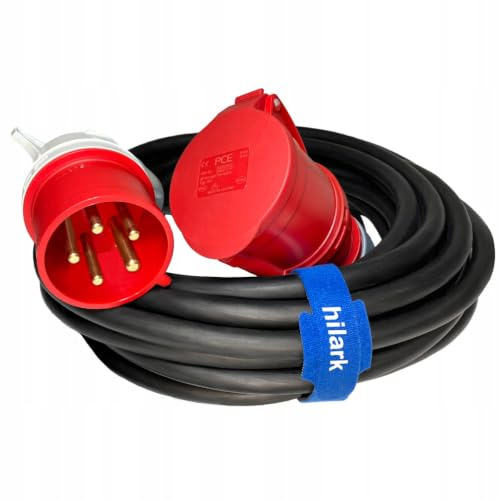 Hilark Cable Tech CEE Starkstrom-Verlängerungskabel H07RN-F 5G6 mm² 32A 5-polig Winkelstecker 5m