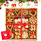 AQhui Natural Straw Xmas Tree Decorations - 52pcs with Personalised Trees, Handmade Snowflake Star Ornaments for Family Christmas