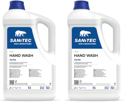 SANITEC igiene sicura Hand Wash, Sapone Liquido Profumato Idratante con Glicerina e Antibatterico, Deterge le Mani Lasciandole Pulite, pH 5.5, Dermatologicamente Testato, 2 Conf da 5L