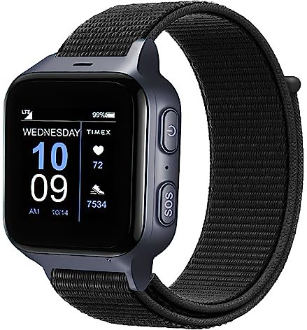 BESINPO Armbander Für TCL Safety Watch MT43AX / TCL Movetime MT43AX / Anio Care+ Seniors Uhr Klettverschluss Verstellbare Geflochtenes Ersatz Armbänder Männer Frauen, Schwarz