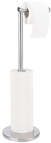 Toilet Roll Holder Free Standing, Folding Toilet Paper Holder, Dispenser for 4 Spare Rolls, Stainless Steel Toilet Roll Storage Tissue Paper Roll Storage Shelf, Bathroom Accessories