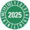 25 Stück – Jahresprüfplakette „2025 Etikett Folie Aufkleber, grün | Ø15-40mm Made in Germany, Größe: Ø15 mm