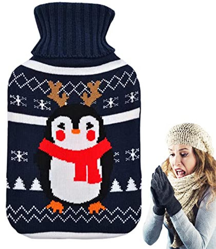 Wärmflasche Süße Rentier-Warmwassertasche, Weihnachts-Wärmflasche, für Hand- und Fußwärmer, Weihnachtsgeschenke für Erwachsene und Kinder