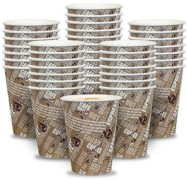 Zuvo Paper Coffee Cups 8oz - (50 Pack) - Printed Paper Cups for Hot & Cold Drinks - Eco Friendly Disposable Cups - 228ml