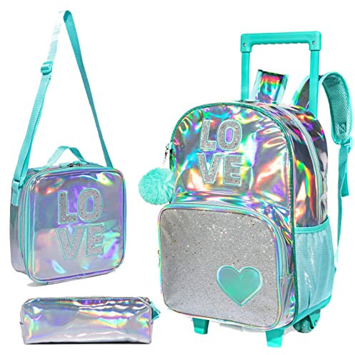 HTgroce Grün Trolley Rucksack Schulrucksack Kinder Multifunktionaler schultrolley Schultaschen Koffer Reise Schule Rucksack Für und Mädchen