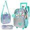 HTgroce Grün Trolley Rucksack Schulrucksack Kinder Multifunktionaler schultrolley Schultaschen Koffer Reise Schule Rucksack Für und Mädchen