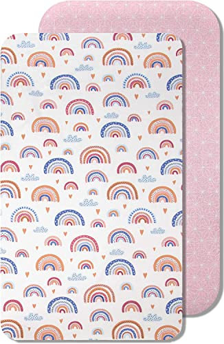 Lovely Hippo 2X Spannbettlaken 80x160 cm 100% Baumwolle - Set 2X - Hausbett 80x160 cm Kompatibel - ÖKO-TEX Zertifikat (Regenbogenfarben, 80 x 160 cm)