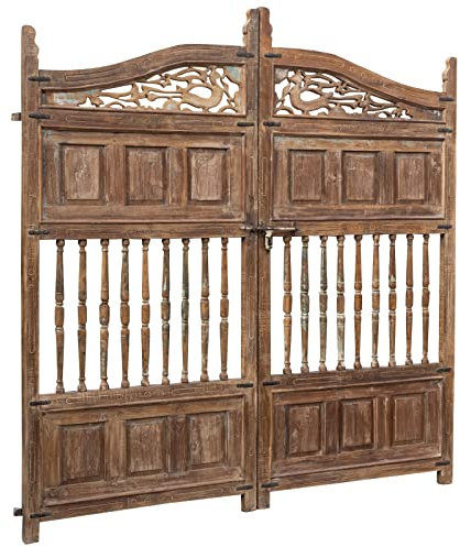 Biscottini Wood gate for outdoor 227x7x225 cm | Finely restored outdoor garden gate | Solid wood gate