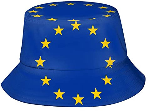 Unisex-Eimerhüte mit Flagge der Europäischen Union, verstaubare Fischerhüte für den Außenbereich, Sommer, Reisen, Wandern, Strand, für Männer und Frauen