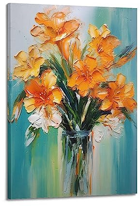 ALTUY Clivia Miniata Regel Ölgemälde-Stil, dekoratives Gemälde, Leinwand, Poster, 50 x 75 cm