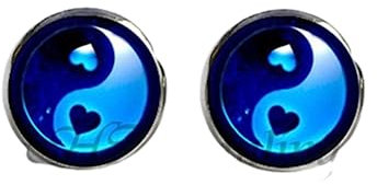 Yin Yang Ohrringe Ying Yang Ohrstecker Zauberzeichen Zen Ohrringe Glas Cabochon Ohrringe