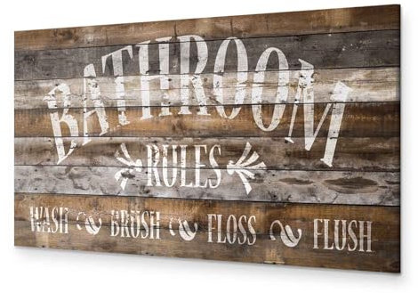 murando - Akustikbild Aufschrift Bathroom Bilder Akustikschaum Hochleistungsschallabsorber Schallschutz Leinwand 1 tlg Wandbild Raumakustik Schalldämmung Bad Haus Holz m-A-0951-b-a