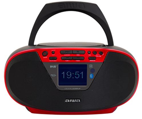 Aiwa BBTU-500DAB/RD Radio CD Portable Dab+ avec écran Couleur 2,4, Bluetooth 5.0, USB, CD/CDR/RW/MP3, Dab+. Couleur : Rouge