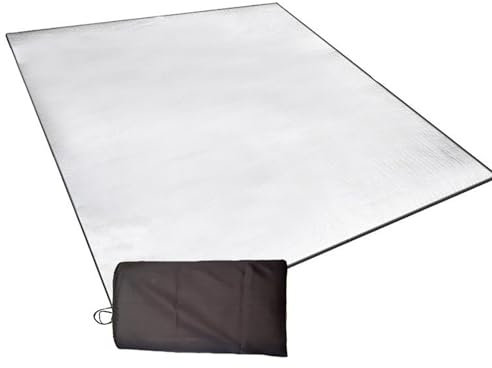 Aluminium Isomatte Camping 200 x 200 cm, Camping Bodenmatte aus Aluminiumfolie, Faltbare Aluminium Camping Schlafmatte, Isolierende Schaumstoffmatte für Zelt, Reflektierende Matte
