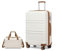 KONO Groß Reisekoffer Rollkoffer Set Gepäcksets 2 Teilig, 74cm Groß Trolley Koffer mit Ryanair Reisetasche 40x20x25cm, Cremeweiß
