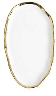 Bandejas para Servir Bandeja Bandeja de cerámica Irregular Bandeja de Servicio con Borde Dorado tocador baño Cocina Mesa de Centro Bandeja Decorativa Blanca Bandeja de Desayuno