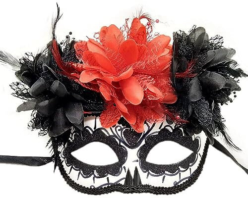 Dinntty Mexikanische Tag der Toten Maske Schädel Blume Augenmaske weibliche Maskerade Maske Kostüm Maske Halloween Party Requisiten