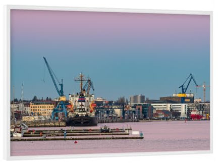 artboxONE Poster mit weißem Rahmen 18x13 cm Natur Hafen, Kräne, Eisbrecher - Bild Stadt Boot eisbrecher