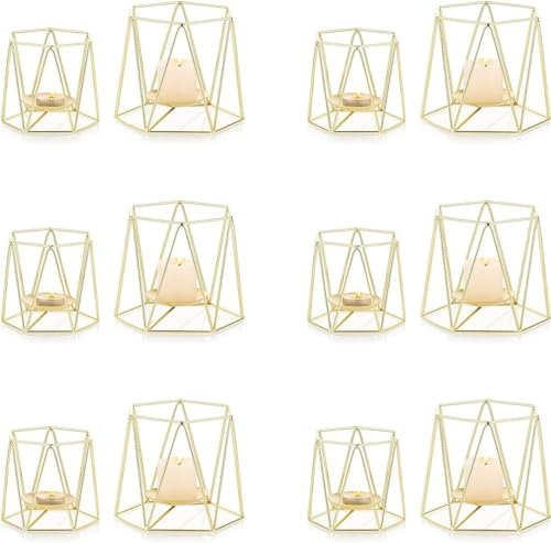 12pcs Metall Geometrische Kerze Halter, Teelicht Halter, Geometrische Kerze Halter Esstisch Tafel Tafelaufsatz Kerzenhalter für Hochzeit/Party/Valentinstag Dekoration/Heimdekoration