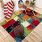 QJDTZMD Teppich Groß für Wohnzimmer Modern Designer In-und Outdoor Teppich Abstraktes mehrfarbiges quadratisches Ölgemälde in Gelb, Rot, Grün, Gelb, rechteckig, 160 x 230 cm Dekorative Teppich