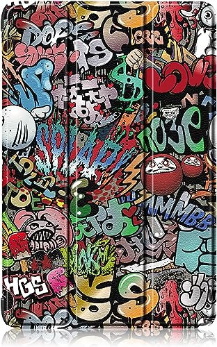 Unichthy Lightweight Case for All-New Amazon Kindle Fire HD 8 & 8 Plus Tablet (12th Gen/10th Gen, 2022/2020 Release) 8 Inch Shell, Multi-Angle Stand Cover with Auto Wake/Sleep Graffiti